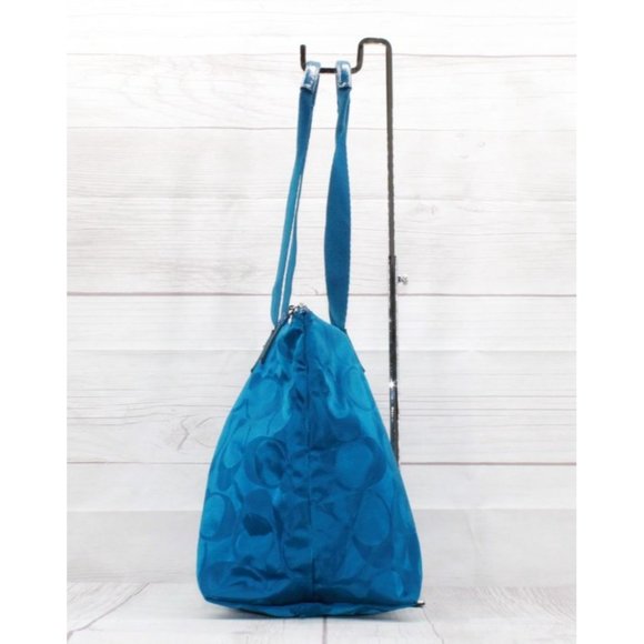 Coach Blue Nylon Weekender Travel Tote Bag - Picture 4 of 9